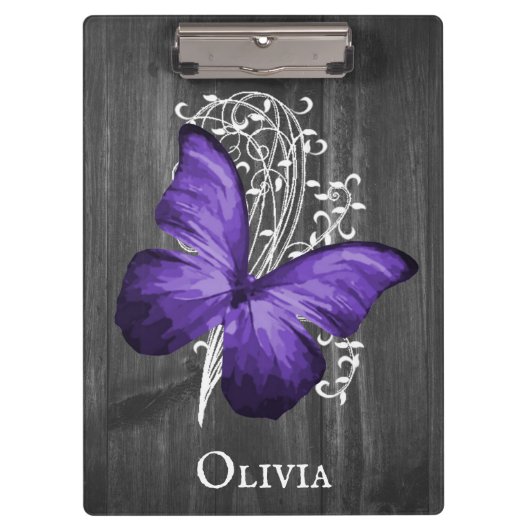 Porte-bloc Papillon rustique violet Porte - bloc personnalisé (Devant)