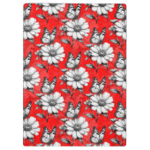 Porte-bloc Papillon sur Motif de fleurs Design rouge (Dos)