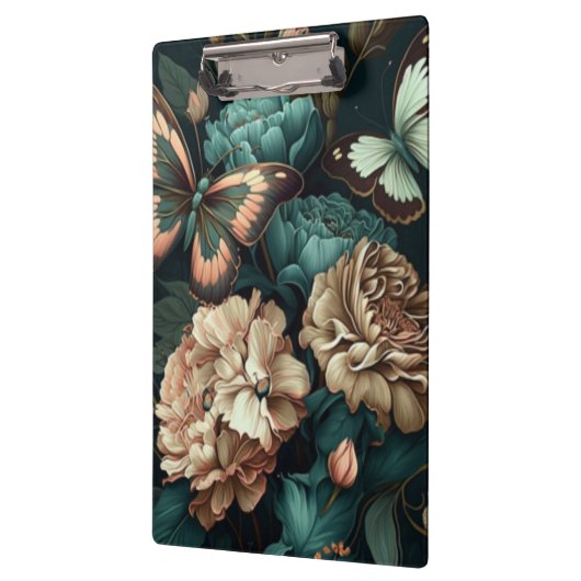 Porte-bloc Papillons et fleurs design classique foncé (Gauche)