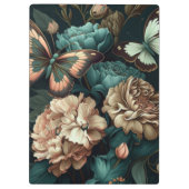 Porte-bloc Papillons et fleurs design classique foncé (Dos)