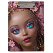 Porte-bloc Parties scintillant à poupée mousseuse et fleurs (Devant)