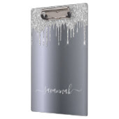 Porte-bloc Parties scintillant argent goutte nom de script él (Gauche)