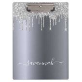 Porte-bloc Parties scintillant argent goutte nom de script él (Devant)