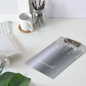 Porte-bloc Parties scintillant argent goutte nom de script él