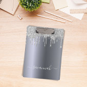 Porte-bloc Parties scintillant argent goutte nom de script él