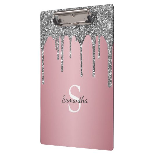 Porte-bloc Parties scintillant argent Rose or rose Nom