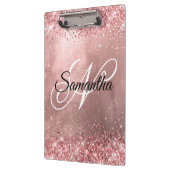 Porte-bloc Parties scintillant de corail rose Fancy Monogram  (Gauche)