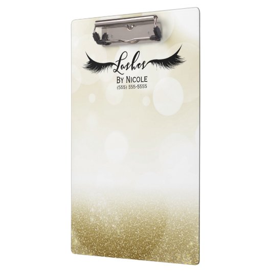 Porte-bloc Parties scintillant d'or Glam Sparkle Lashes Perso (Gauche)