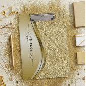 Porte-bloc Parties scintillant d'or Nom manuscrit Monogramme