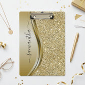 Porte-bloc Parties scintillant d'or Nom manuscrit Monogramme