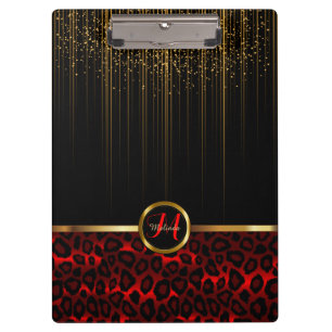 Porte-bloc Parties scintillant d'or Starlights & Red Leopard 
