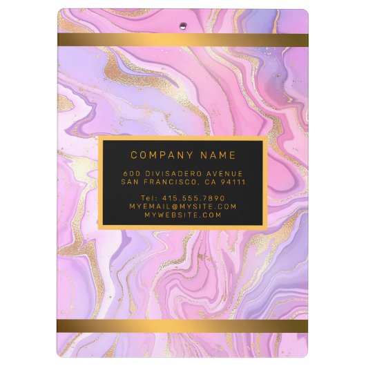 Porte-bloc Parties scintillant en marbre rose violet or (Dos)