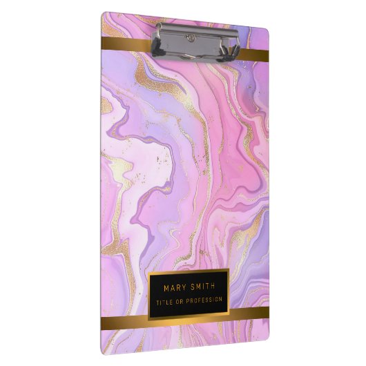 Porte-bloc Parties scintillant en marbre rose violet or (Swatch)