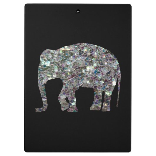 Porte-bloc Parties scintillant en mosaïque argentée Eléphant (Dos)