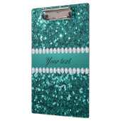 Porte-bloc Parties scintillant et diamants Turquoises chic (Gauche)