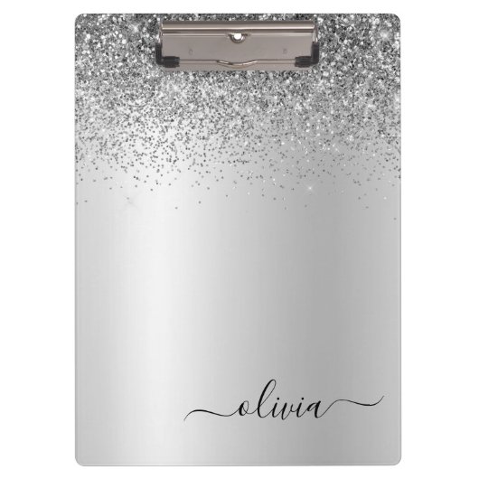 Porte-bloc Parties scintillant Monogramme Argent Sparkle Girl (Devant)