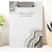 Porte-bloc Parties scintillant Noir Et Blanc Agate Geode Luxe