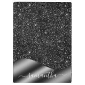 Porte-bloc Parties scintillant noire Nom manuscrit Monogramme (Dos)