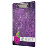 Porte-bloc Parties scintillant Purple Pink Enseignants Apple  (Gauche)