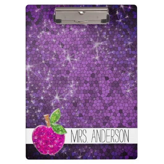 Porte-bloc Parties scintillant Purple Pink Enseignants Apple  (Devant)