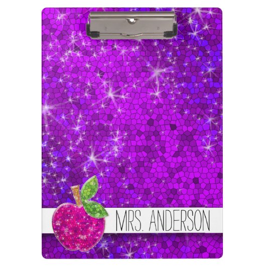 Porte-bloc Parties scintillant Purple Pink Enseignants Apple (Devant)