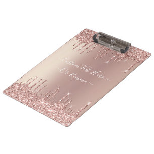 Porte-bloc Parties scintillant rose Gold Blush Éclats Texte