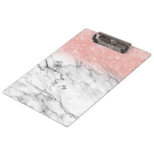 Porte-bloc Parties scintillant rose Gold Blush Ombre en marbr