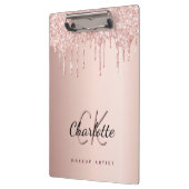 Porte-bloc parties scintillant rose or gouttes de monogramme  (Gauche)