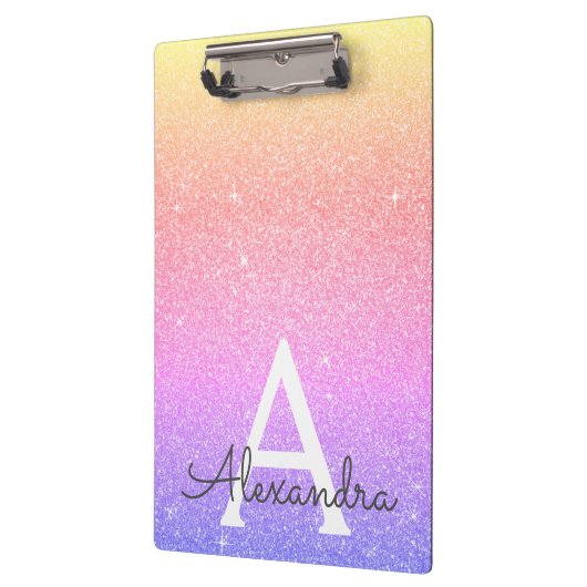 Porte-bloc Parties scintillant rose pourpre et école de monog (Gauche)