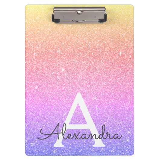 Porte-bloc Parties scintillant rose pourpre et école de monog (Devant)