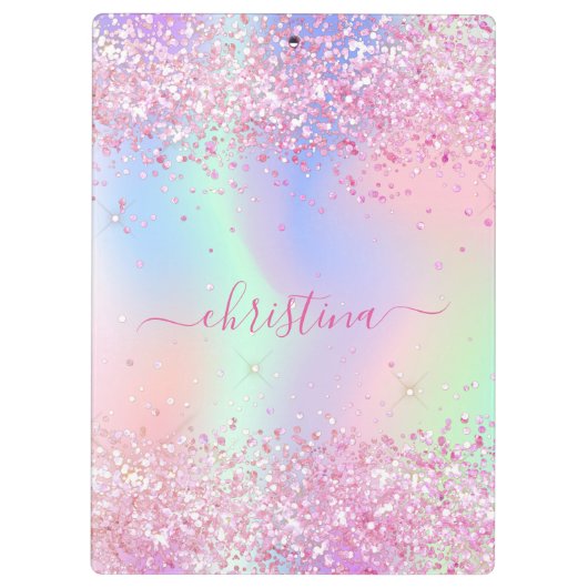 Porte-bloc Parties scintillant rose violet nom holographique (Dos)