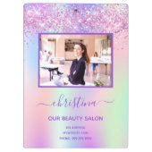 Porte-bloc Parties scintillant rose violet salon de beauté ph (Dos)