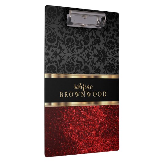 Porte-bloc Parties scintillant rouge et Damas noir  (Swatch)