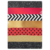 Porte-bloc Parties scintillant rouge Noir Brush Stroke Monogr (Dos)