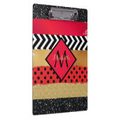 Porte-bloc Parties scintillant rouge Noir Brush Stroke Monogr (Swatch)