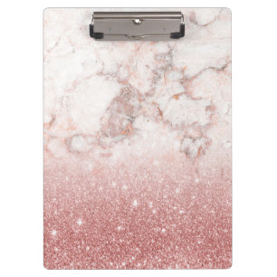 Porte-bloc Parties scintillantes roses Ombre de marbre blanc
