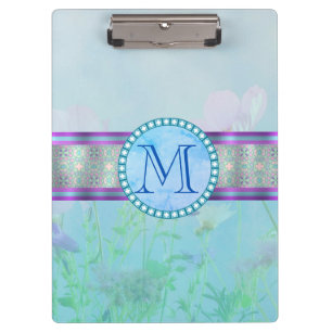 Porte-bloc Pastel Blue Floral Monogramme
