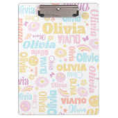 Porte-bloc Pastel preppy smilie faces star nom personnalisé O (Devant)
