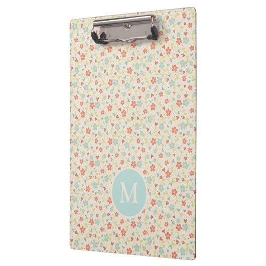 Porte-bloc Pastel Pretty Spring Floral Pattern Monogram (Gauche)