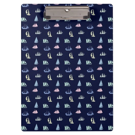 Porte-bloc Pastel Sailboat Motif sur Midnight Blue (Devant)
