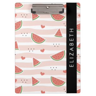 Porte-bloc Pastèques Rouges, Coeurs, Bandes, Votre Nom