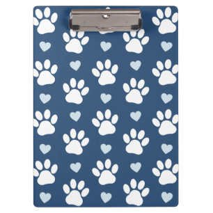 Porte-bloc Pattern of paws, Dog paws, White paws, Blue Hearts