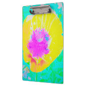 Porte-bloc Pavot jaune avec centre rose chaud sur Turquoise (Gauche)