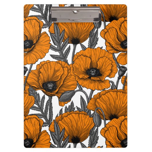 Porte-bloc Pavot orange sur blanc (Devant)