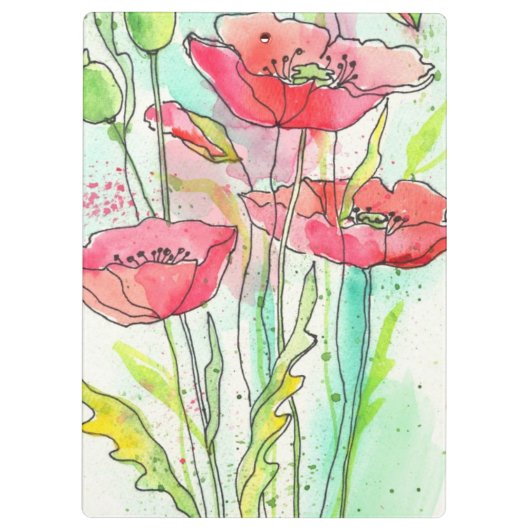 Porte-bloc Pavots peints d'aquarelle (Dos)