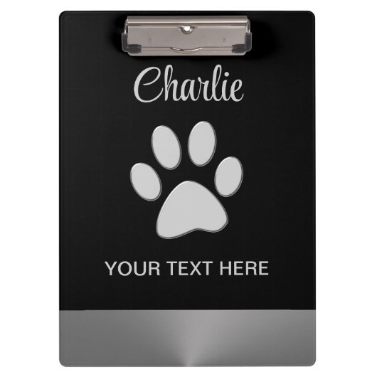 Porte-bloc Paw Chien Argent sur arrière - plan noir (Devant)