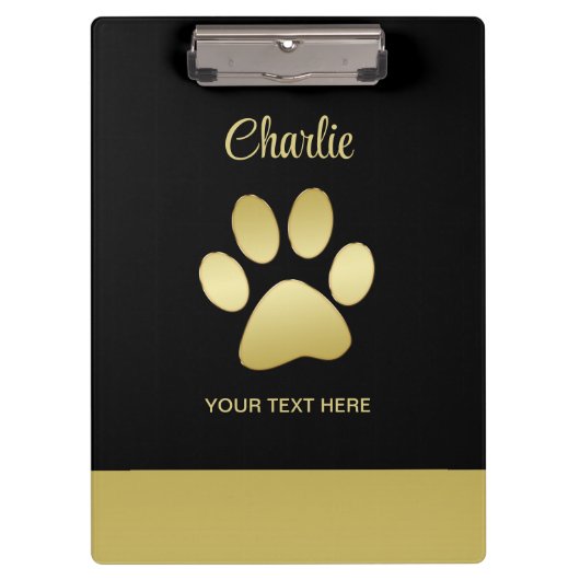 Porte-bloc Paw chien brillant or sur arrière - plan noir (Devant)