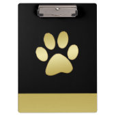 Porte-bloc Paw chien brillant or sur arrière - plan noir (Devant)