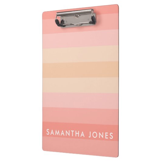 Porte-bloc Peach Ombre Simple Stripe Personnaliser Nom (Gauche)