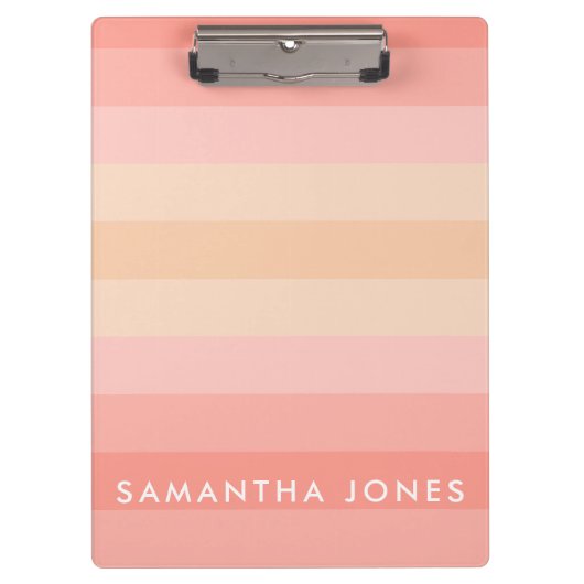 Porte-bloc Peach Ombre Simple Stripe Personnaliser Nom (Devant)